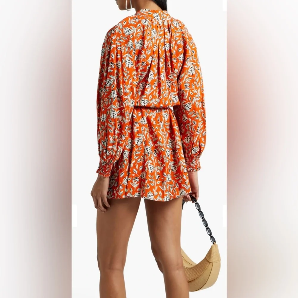 Alice + Olivia Lilian Belted Floral Print Linen-Blend Gauze Mini Dress Size 0 - Picture 2 of 12